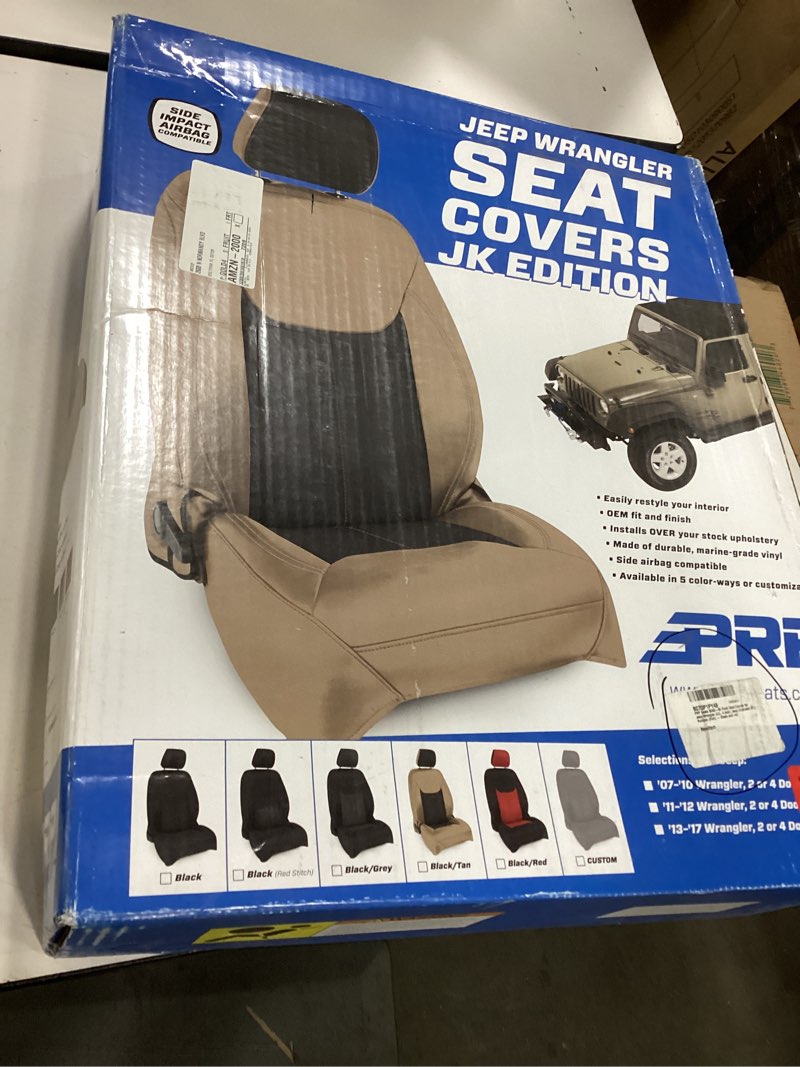 Condition photo showing New/Like New for PRP Seats B037-05 Front Seat Covers for Jeep Wrangler JL, 2 door; non-Rubicon (Pair) - Black and red Black and red 2 door, non-Rubicon
