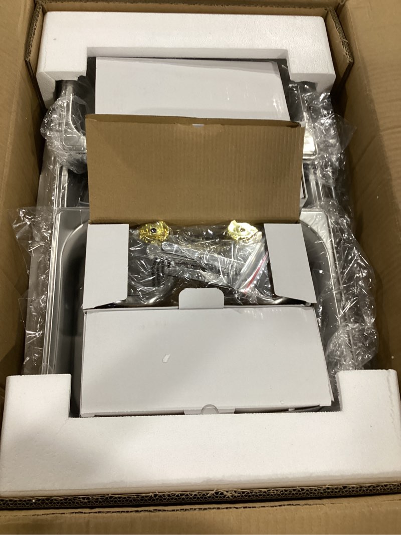 Condition photo showing New/Like New for chafing dishes for buffet 4 pack, 9qt chafing dish buffet set with different food pans combo, food warmers for parties buffet, events & weddings, gold gold 4
