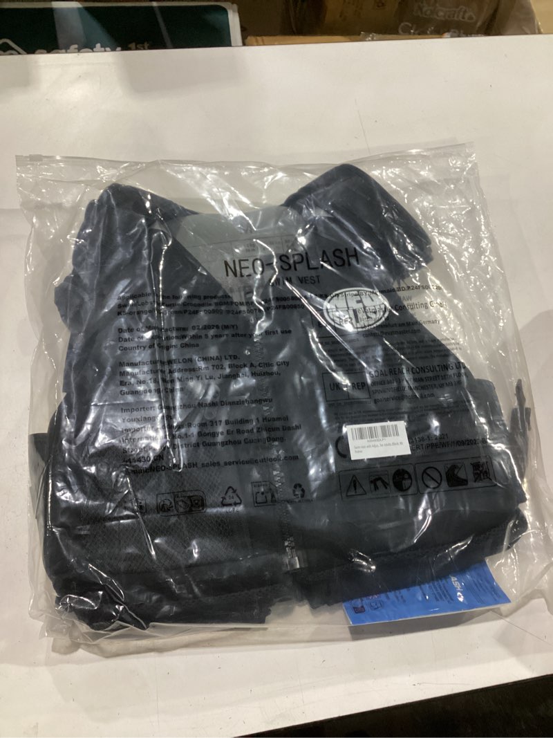 Condition photo showing New/Like New for swim vest with adjustable safety straps for adults medium black