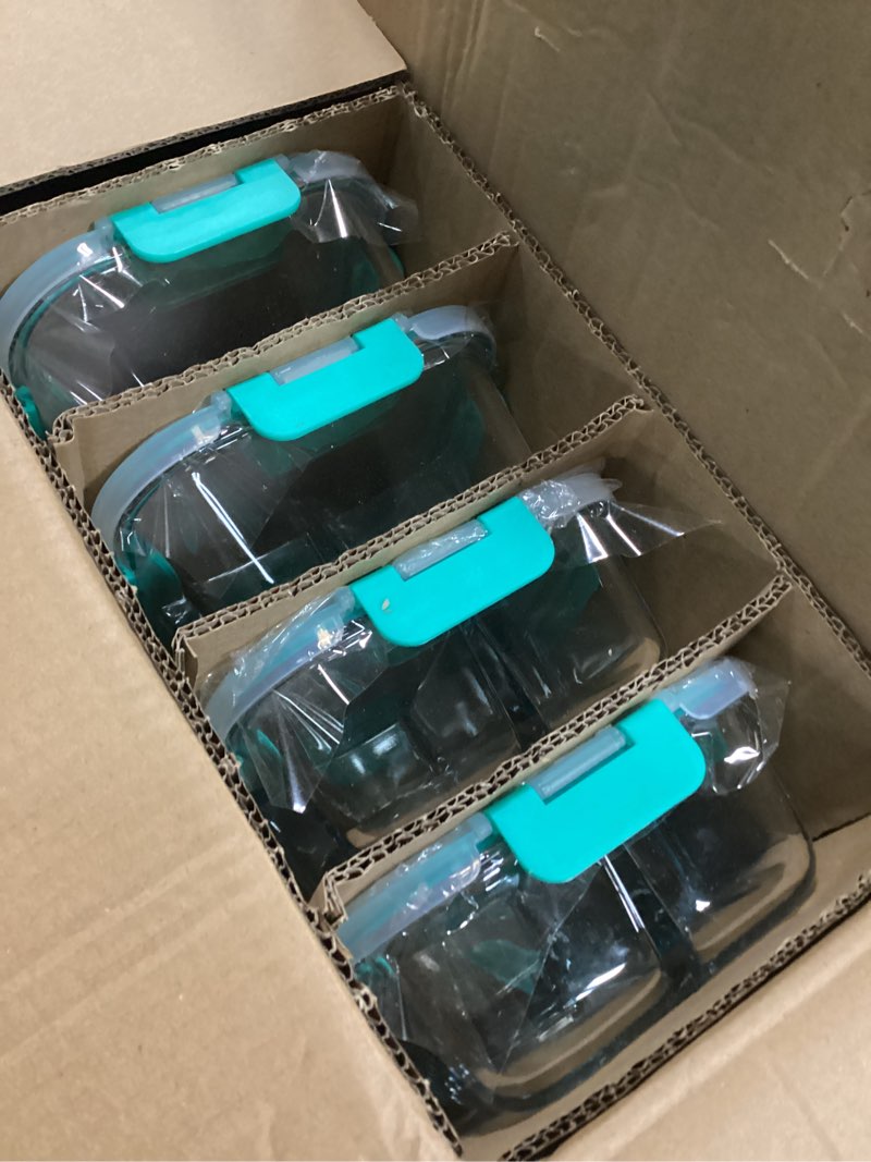 Condition photo showing Good Condition for M MCIRCO [5-Pack, 36 oz] Glass Meal Prep Containers 3 Compartment with Lids, Glass Lunch Containers,Food Prep Lunch Box,Bento Box,Microwave, Oven, Freezer, Dishwasher (4.5 Cups, Green)