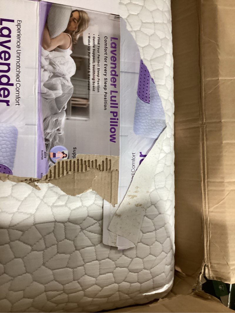 Condition photo showing Good Condition for OMEO 2 Pack Lavender Cooling Memory Foam Bed Rest Pillows, Ventilated Memory Foam Cooling Pillow for Stomach, Back and Side Sleeper Support, Washable Removable Cover Sleeping Pillows, 28" x 16" 2 Pack Queen