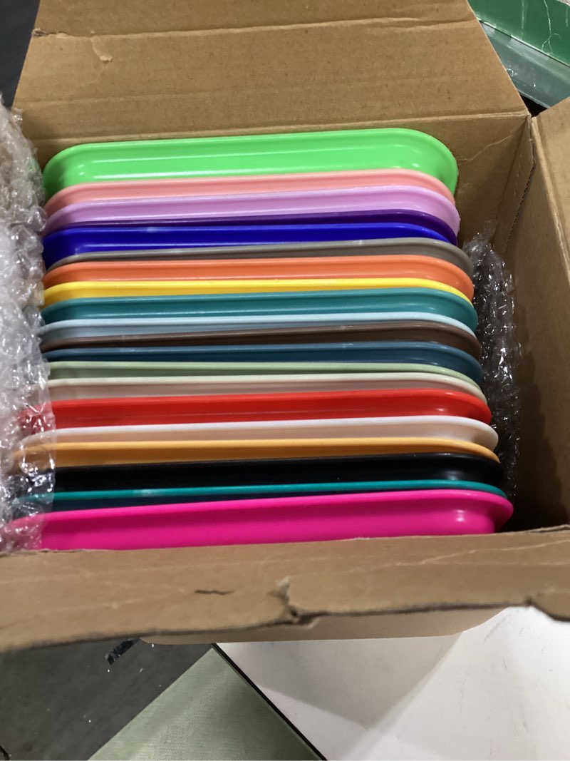 Condition photo showing Good Condition for Sintuff 20 Pcs Plastic Art Trays Colorful Fast Food Lunch Trays Bulk Activity Crafts Sensory Serving Organizer for Home, School, Kids, DIY Projects, Painting, Beads(20 Colors,10 x 7 Inch)