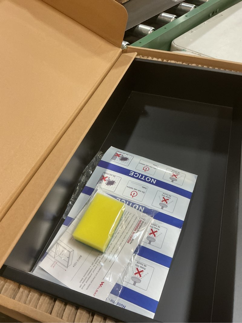 Condition photo showing As Is for Neodrain Shower Niche, Shower Niche Bathroom Shelf, (Outside Size 25.1"x13.1") (Inner Size 24" X 12" X 4"), NO Tile Needed Recessed Niche Shower for Storage, Matte Black Matte Black 24X12In