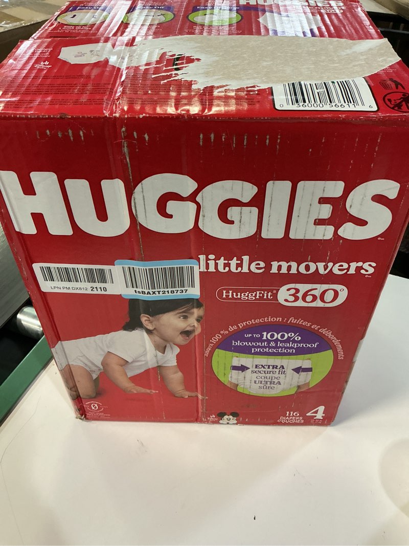 Condition photo showing New/Like New for Huggies Little Movers HuggFit 360 Disposable Diapers - Size 4 - 116ct
