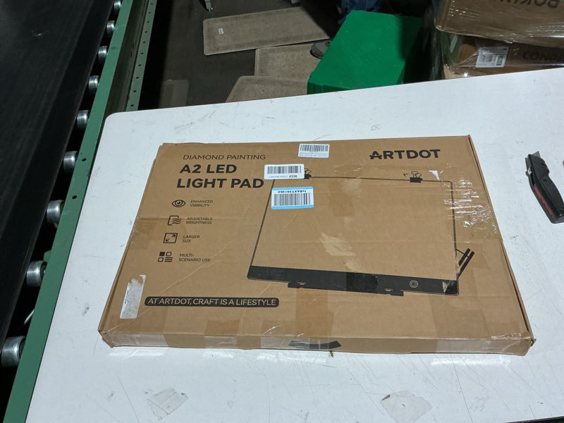Condition photo showing As Is for artdot a2 led light pad for diamond painting usb powered light board kit, adjustable brightness with 12 angles stand and clips a2 light pad