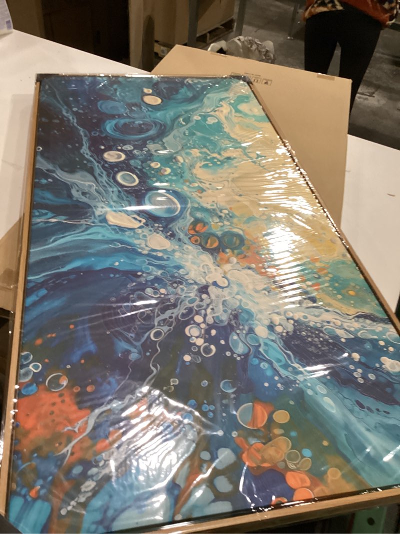 Condition photo showing New/Like New for youkuart Wall Art Abstract Artwork Colorful Bubble Art Green and Orange Canvas Prints for Living Room Bedroom Dining Room Home Office Decor Large Framed Ready to Hang 20"x40" 40"L x 20"W green