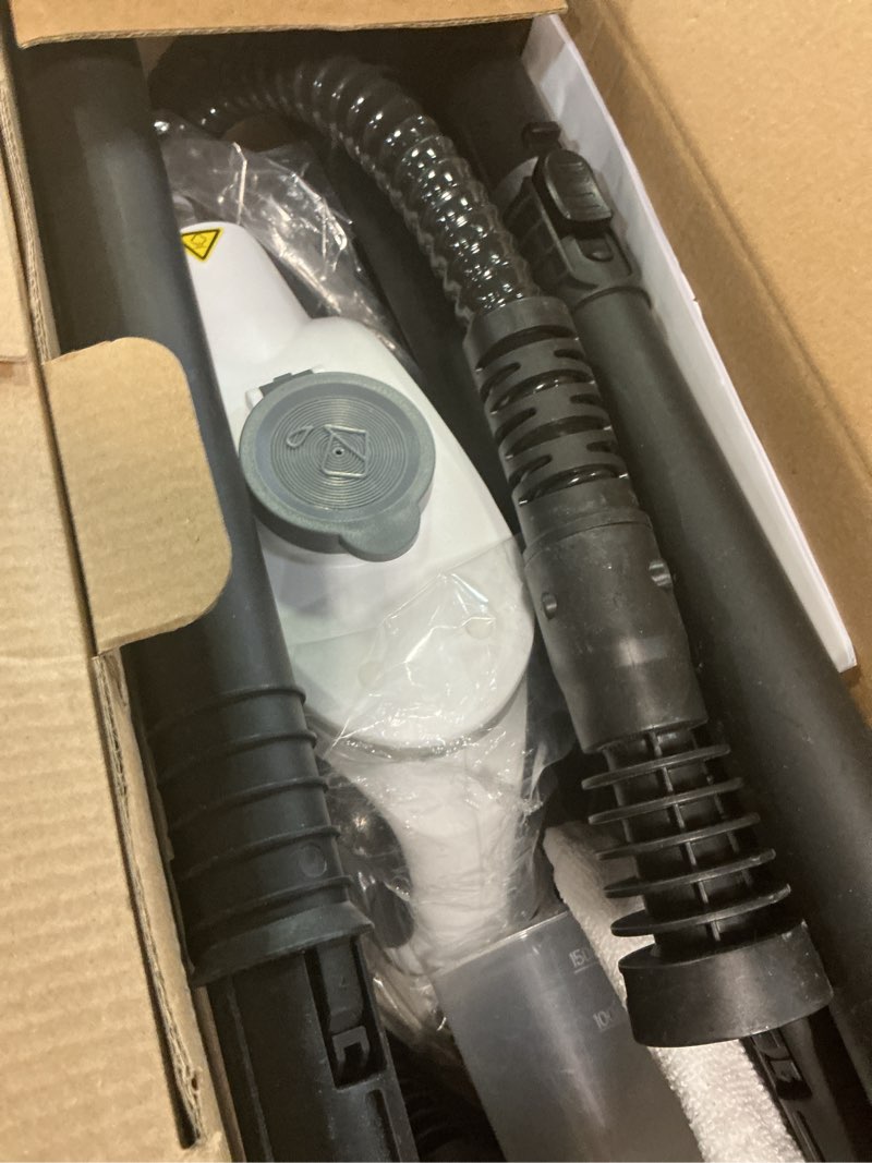 Condition photo showing As Is for spurgehom 1350w handheld steam cleaner with 15-pc accessories(including mop) & 550ml tank – 3bar dir