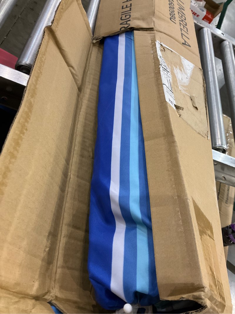 Aoxun Beach Umbrella, 7ft Umbrella with Sand Anchor & Tilt Aluminum Pole, Portable UV 50+ Protection Beach Umbrella with Carry Bag Blue