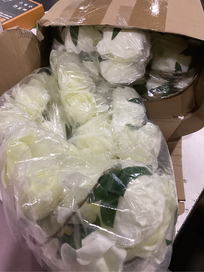 Condition photo showing New/Like New for daifunli 2 pcs white artificial rose vine hanging fake flowers garland for wedding anniversary birthday party background arch garden home wall room decor white 2