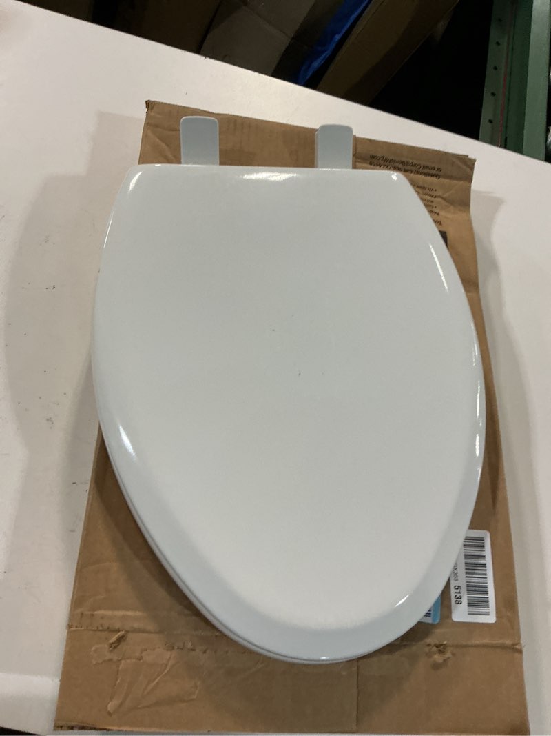 Condition photo showing As Is for mayfair nextstep2 toilet seat with built-in potty training seat, slow-close, removable that will never loosen, elongated, white elongated 1