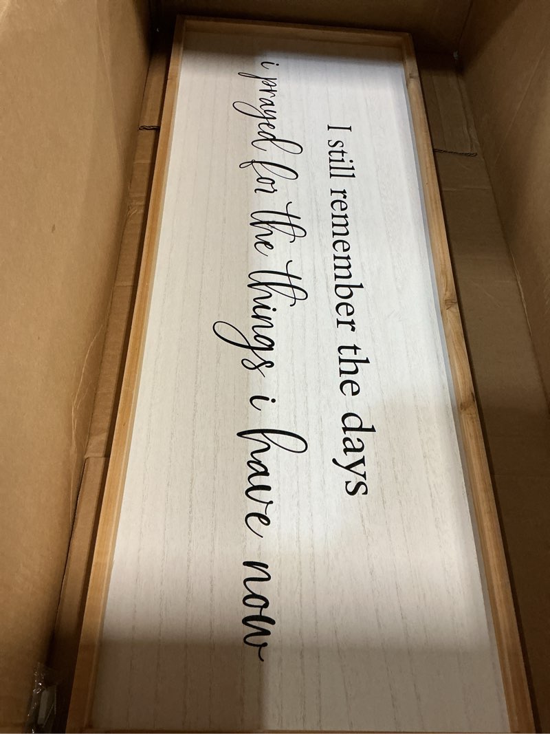 Condition photo showing Good Condition for i still remember the days i prayed sign 40" x 15" large living room wall decor wooden vintage framed plaque country bedroom hanging home farmhouse inspirational i prayed wall art (wood) 40"l x 15"w wood