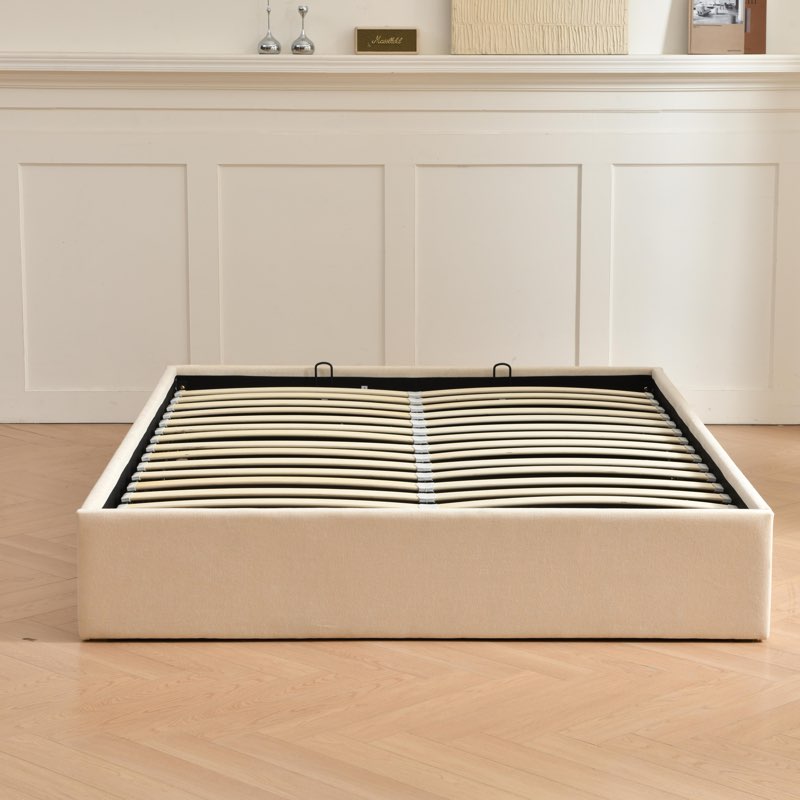 Braud Upholstered Hydraulic Lift Up Storage Bed Without Headboard Color: Cream, Size: Full