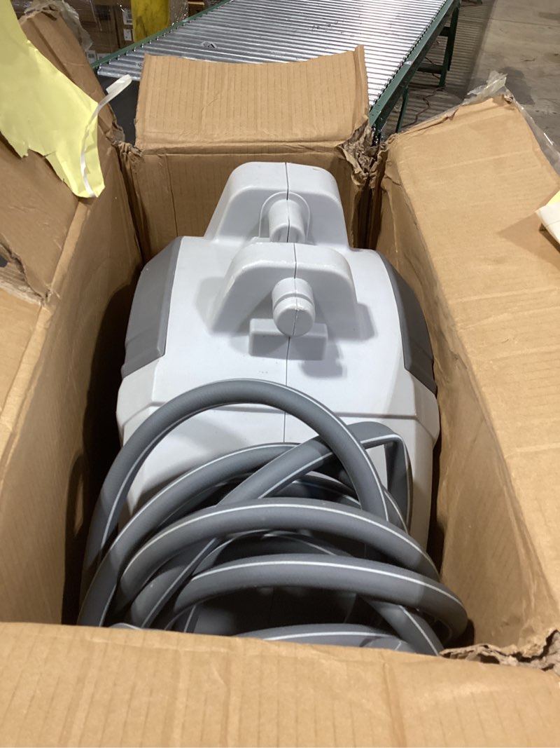 Condition photo showing Good Condition for ayleid retractable garden hose reel,5/8 in x 100 ft wall mounted hose reel, with 9- function sprayer nozzle, any length lock/slow return system/wall mounted/180°swivel bracket (gray) light gray 5/8 100ft