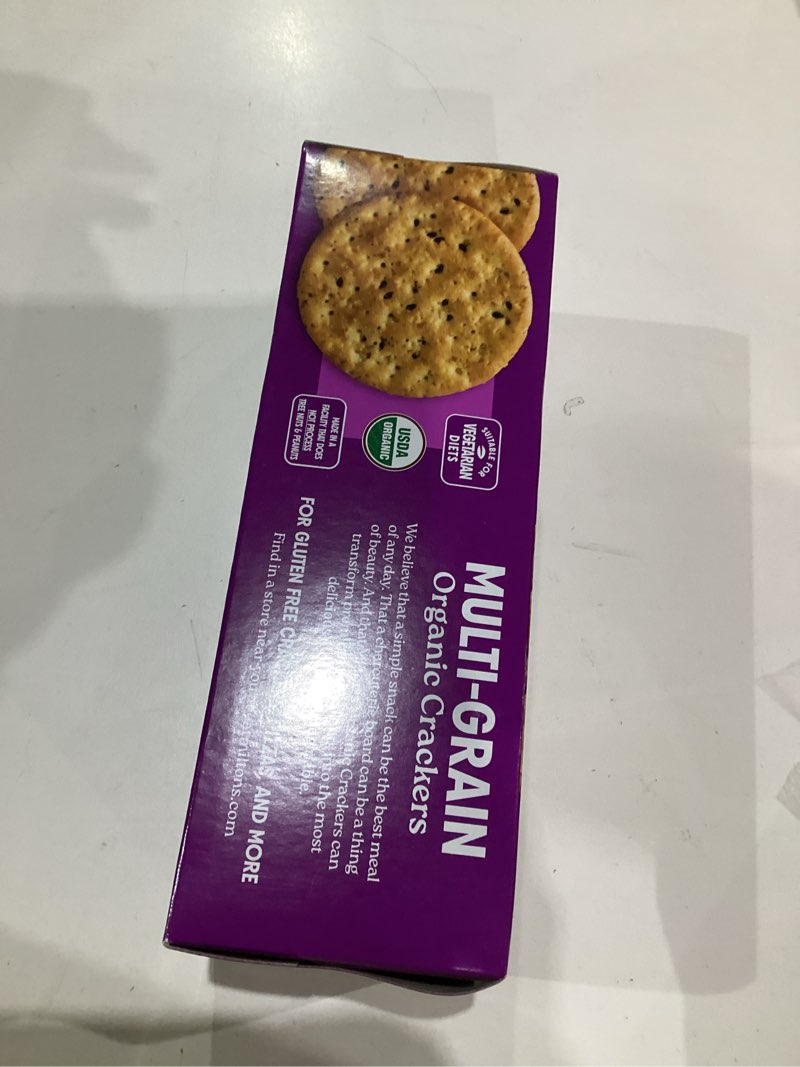 Condition photo showing New/Like New for milton's organic crackers, multi-grain - certified organic, non-gmo project verified, kosher, made with 4 whole grains & 3 seeds, great for charcuterie boards - 6 oz