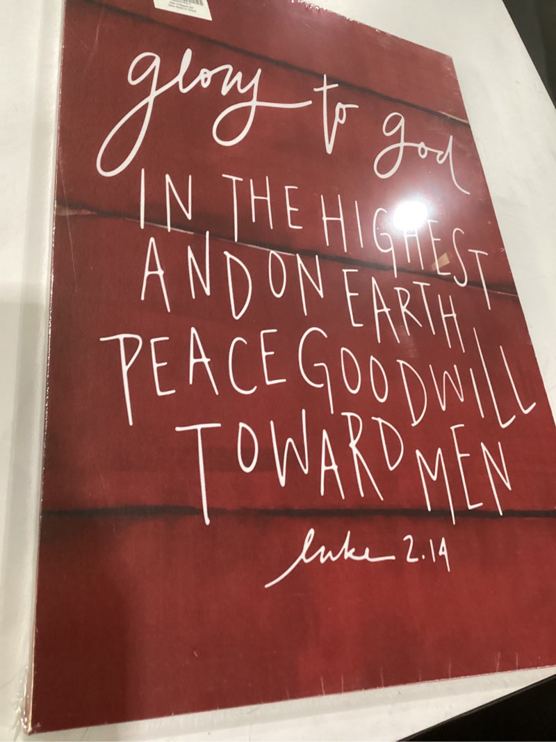 Condition photo showing New/Like New for PHAMTE Luke 2.14 Glory To God In The Highest Xmas Christmas Wall Art,Christian Bible Verse Scripture Print Framed Canvas Painting Artwork Home Bathroom Room Office Church Decor 16x24 Inch 24"L x 16"W