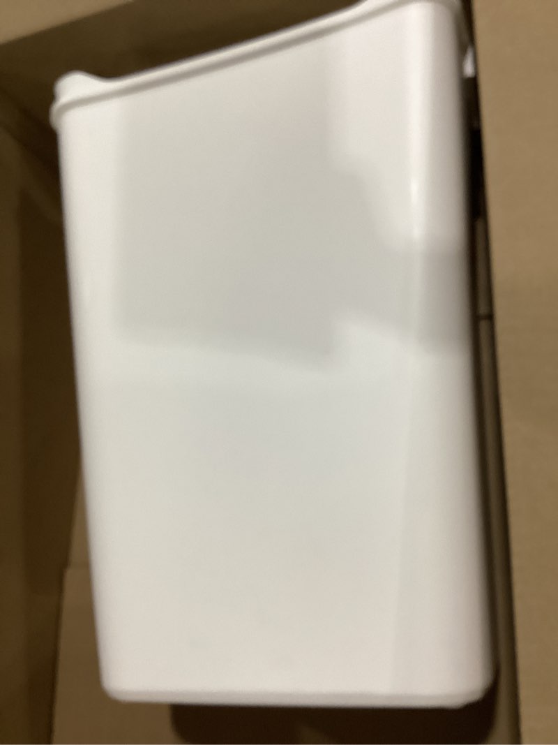 Condition photo showing Good Condition for rubbermaid swing top waste container for home and kitchen, easy access disposal and slim modern trash can with lid, 12.2 gallon capacity, white
