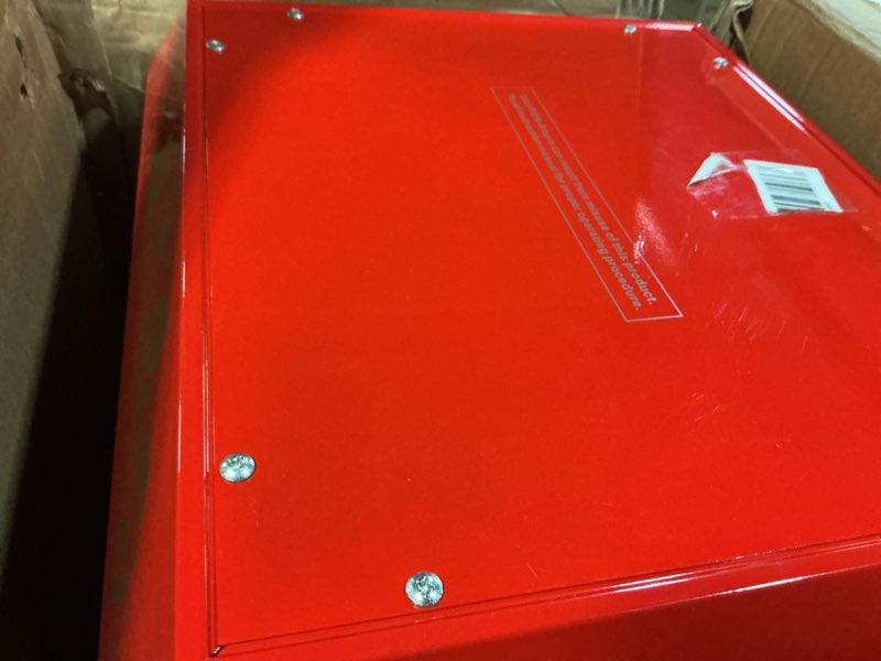 Condition photo showing As Is for vevor commercial popcorn machine, 8 oz kettle, 850 w countertop popcorn maker for 48 cups per batch, theater style popper with 3-switch control steel frame tempered glass doors 2 scoops 2 spoons, red 8oz tabletop red