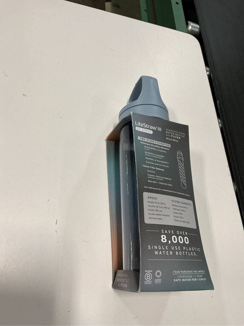 Condition photo showing New/Like New for lifestraw go series – bpa-free water filter bottle for travel and everyday use, removes bacteria, parasites and microplastics, improves taste, 1l icelandic blue 1 liter icelandic blue