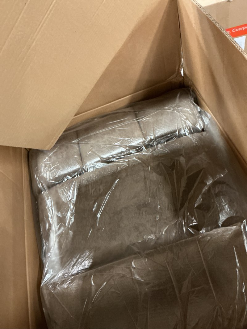 Condition photo showing As Is for Oversized Power Recliner Chair for Big and Tall 400 LBS, 25.5\" Extra Wide Electric Lift Chair with Heat and Massage, Dual Motor 180° Lay Flat Recliner Living Room Sofa, Velvet Big Lift Recliner Velvet, Brown(incomplete box 2/2)