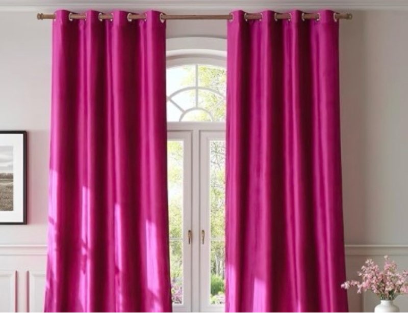 bulbul living room velvet window curtains 63 inch length- 2 panels hot pink blackout window drapes c