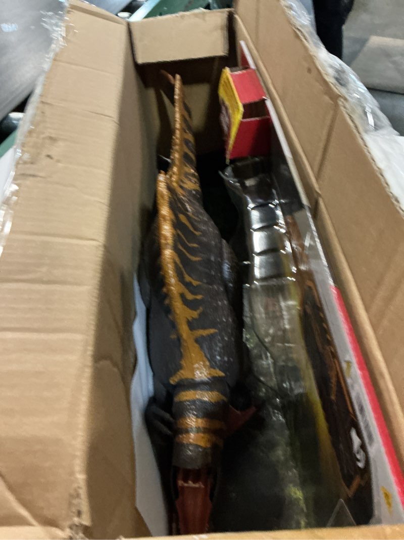 Condition photo showing Good Condition for mattel jurassic world rebirth dinosaur toy, tail thrasher spinosaurus action figure with 2 attack moves, movie-accurate & posable, digital play multicolor