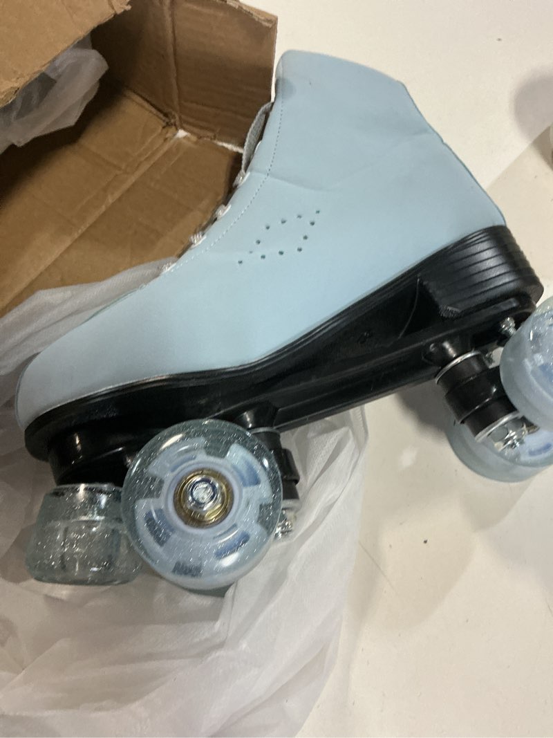 Condition photo showing Good Condition for silvertree women's roller skates pu leather high-top roller skate four-wheel roller skate shiny roller skates with carry bag for girls navy blue flash women's 9 / men's 7.5