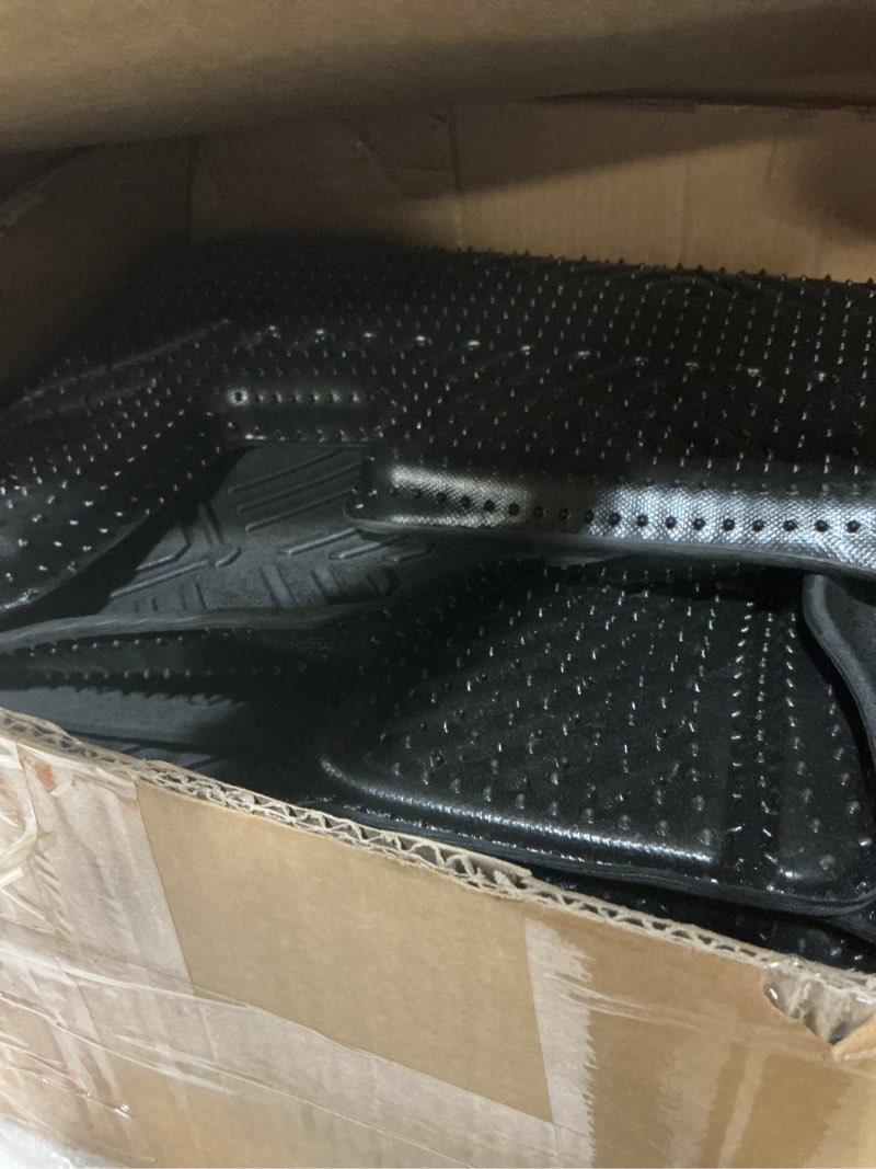 Condition photo showing Good Condition for 2018-2025 jeep wrangler jl unlimited 4 door (not for jk or 4xe) floor mats, anti-slip 3d custom fit floor liners for 1st & 2nd rows, all-weather odorless tpe mats with weather strips, easy to clean pink and blue 2018-2024 jeep wrangler jl