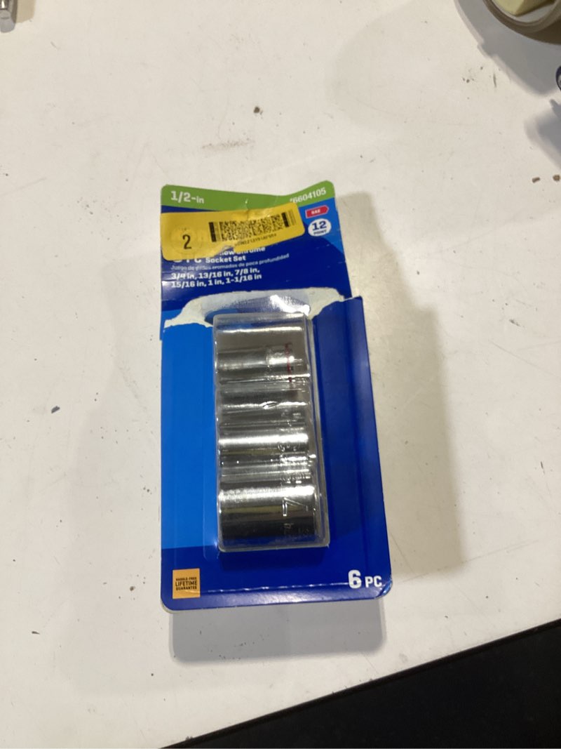 Condition photo showing As Is for kobalt 1/2-in drive standard (sae) shallow socket set 6 -pieces