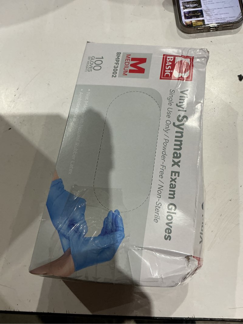 Condition photo showing Good Condition for synthetic vinyl exam gloves - latex-free & powder-free - medium, bmpf-3002(box of 100) blue