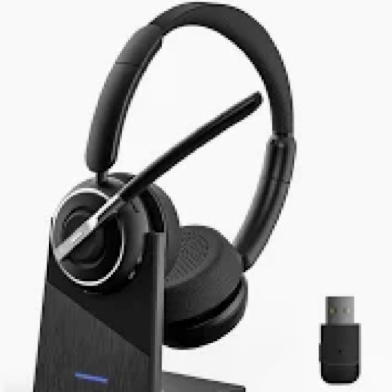Wireless Headset, Bluetooth Headset with AI Noise Cancelling Mic, Bluetooth V5.2 Headphones with USB