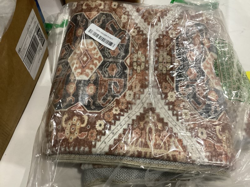 Condition photo showing Good Condition for 3x8 Runner Rug Kitchen Washable: Oriental Indoor Hallway Runners with Non Slip Backing Floor Mat for Entryway Door Low Pile Thin Carpet for Bedroom Bathroom Living Room Bedside Brick Brick 3' x 8' (Rectangular)