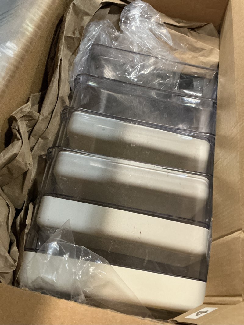 Condition photo showing As Is for self watering planters - 4 pack rectangular clear plant pots with drainage holes for indoor plants 4 pack clear pots