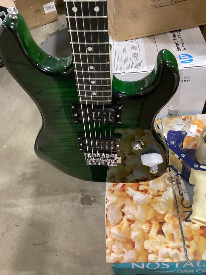 Condition photo showing As Is for Pyle Electric Guitar Kit with Amp, Full Size Instrument with Humbucker Pickups, Guitarra Electrica Amplifier and Beginner Bundle Accessories, 39" Green Green Modern