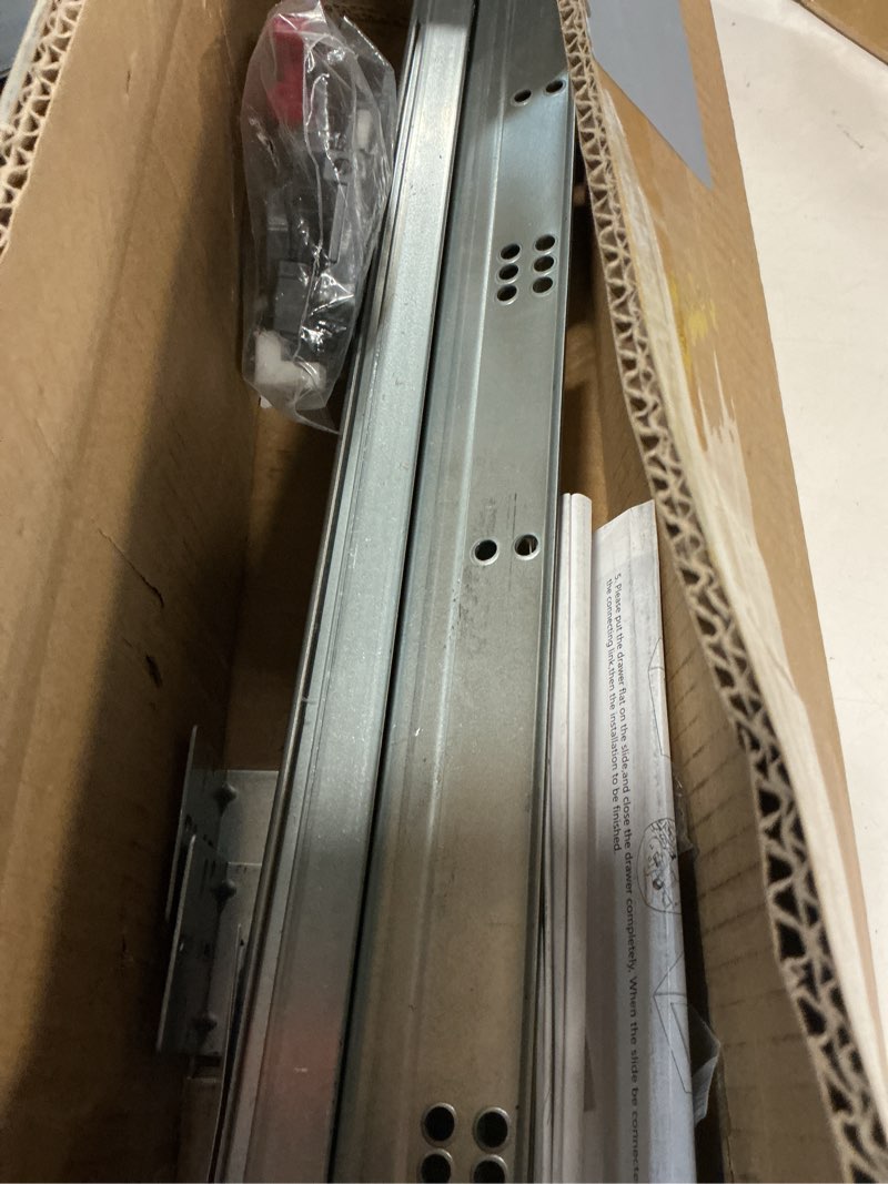 Condition photo showing As Is for LONTAN 1 Pair Undermount Soft Close Drawer Slides 21 Inch Full Extension Drawer Glides with 3D Adjustable Lock Device and Rear Mounting Brackets,Concealed Bottom Mount Rails 100 LB Capacity 21 Inch 1 Pair