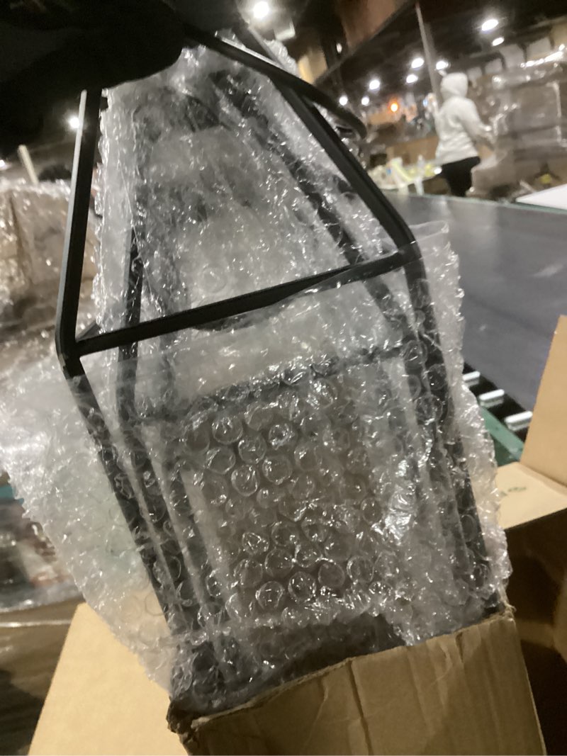 Condition photo showing Good Condition for Perfnique Set of 3 Black Metal Lanterns w/ Waterproof Flickering Flameless Candle & Remote Timer, Modern Farmhouse Lanterns Decorative for Outdoor, Front Porch, Indoor, Patio, Garden, Fireplace 15.3inch ? 20inch ? 23.4inch