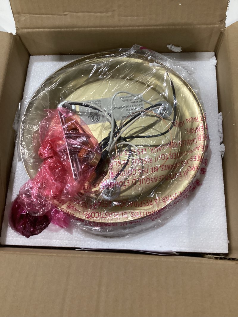 Condition photo showing Good Condition for kalium 3-lights semi flush mount ceiling light fixture, gold light fixtures, ceiling light for kitchen, foyer, entryway, farmhouse, home decor, clear glass shade. gold 3light
