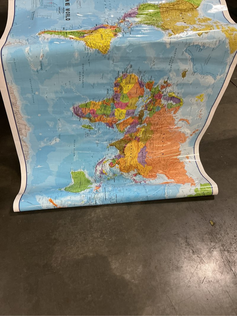 Condition photo showing Good Condition for maps international giant world map - mega-map of the world - 46 x 80 - full lamination 46 x 80 laminated