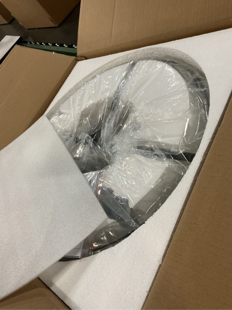 Condition photo showing Good Condition for modern crystal black chandelier for dining room,19.7 inch semi flush mount ceiling dining room light fixture with e12 base*6,round pendant lighting for bedroom hallway bathroom foyer kitchen w 19.7'' x h 4.8'' 6-light black