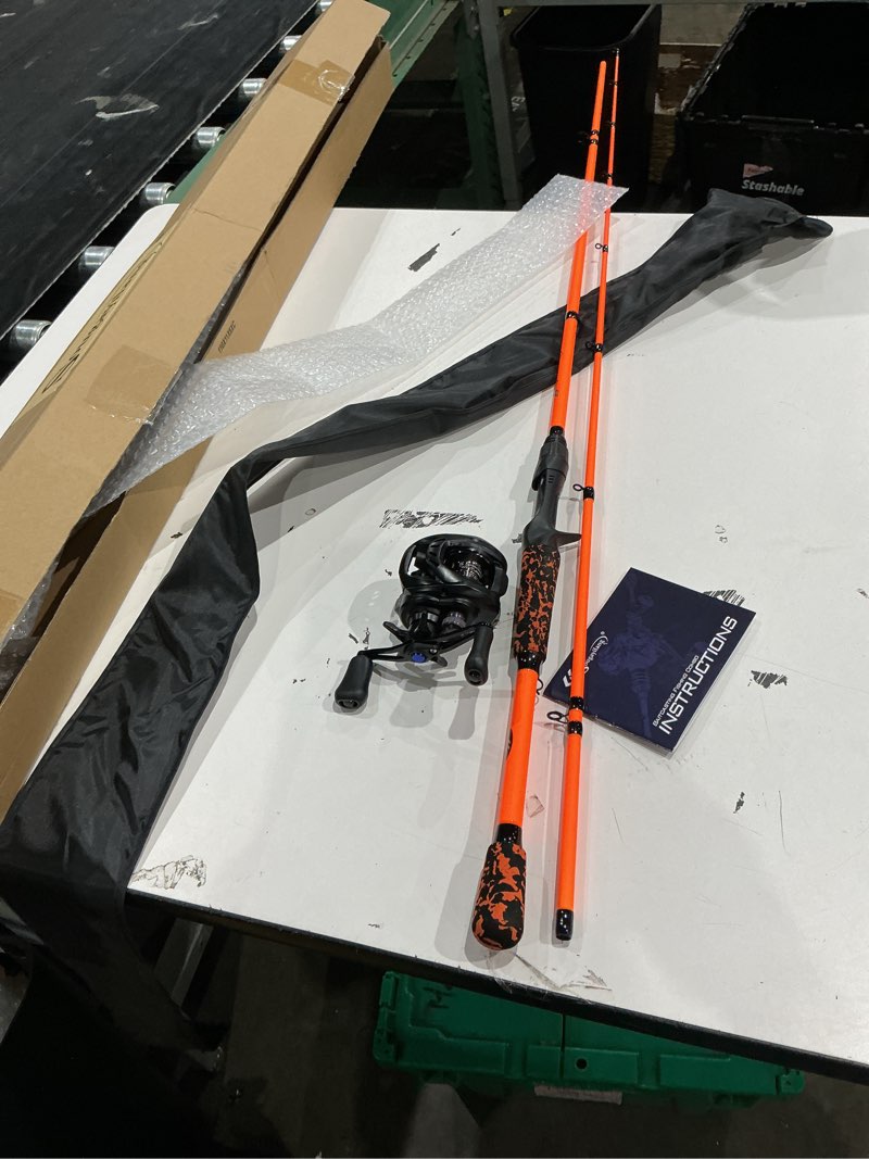 Condition photo showing Good Condition for sougayilang zjj baitcaster rod and reel set, im7 graphite 2-piece bait casting rods with stainless steel guides, 7.2:1 magnetic brake baitcaster reels for saltwater freshwater fishing