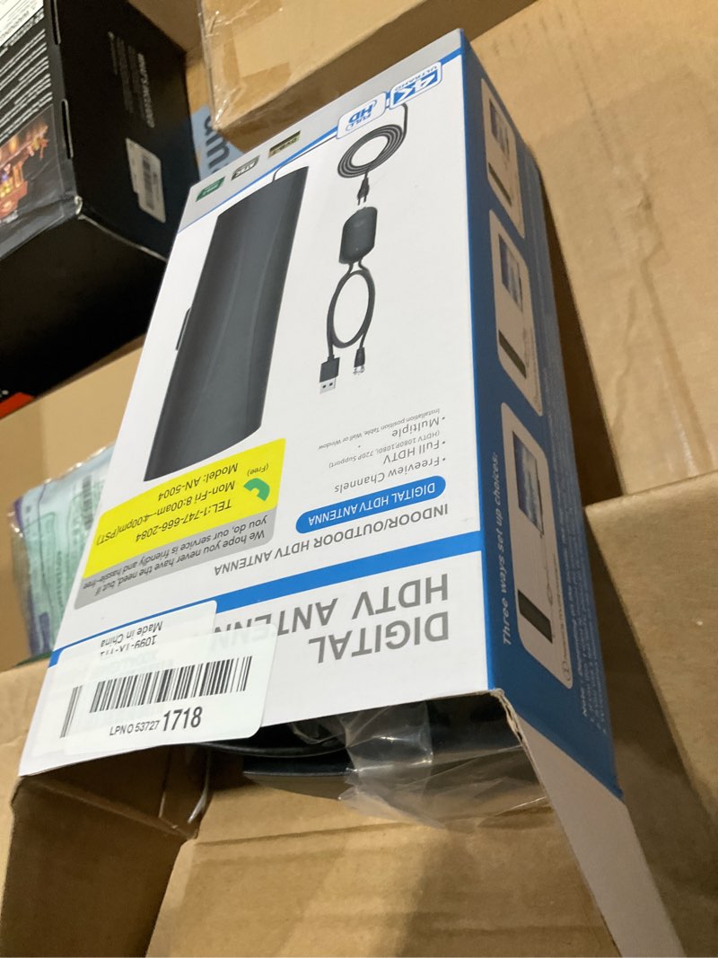 Condition photo showing As Is for 3600+ miles tv antenna indoor, 360° reception digital antenna for smart tv and old tvs, hd antenna for local channels with amplifier signal booster support 4k 8k 1080p-38ft thick coaxial cable black