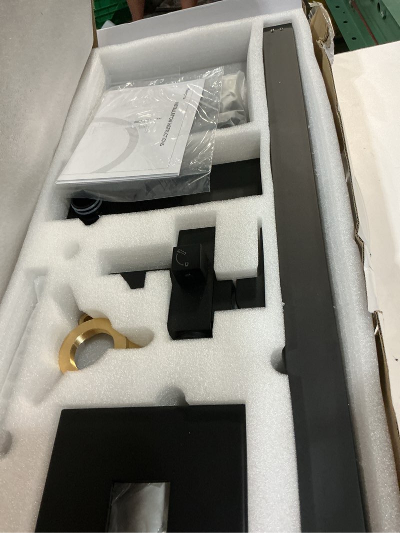 Condition photo showing Good Condition for hoimpro tub filler freestanding bathtub faucet matte black floor mount tub faucet waterfall free standing bathtub filler high flow brass bath shower faucets with handheld sprayer