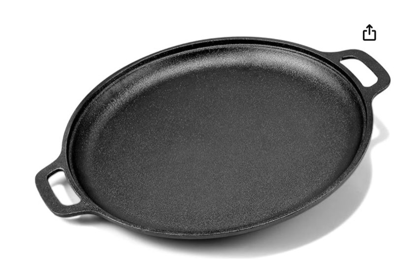 Cast Iron Pizza Pan - 14-Inch Baking Pan for Oven, Stovetop, Grill, or Campfires - Durable, Even-Hea