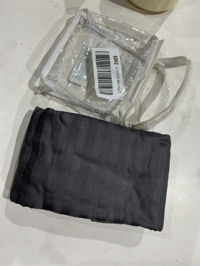 Condition photo showing Good Condition for comfort beddings body pillowcase, 100% organic cotton 600 thread count sateen, soft cooling grey stripe, 1-pack, hidden zipper closure, hotel quality, fade & shrink resistant, 20 x 54 inches