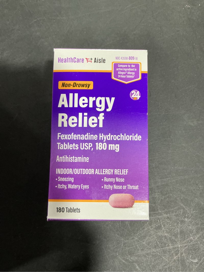 Condition photo showing Good Condition for HealthCareAisle Allergy Relief - Fexofenadine Hydrochloride Tablets USP, 180 mg - 180 Tablets - Allergy Medication, Non-Drowsy 24-Hour Relief 180 Count (Pack of 1) 180mg