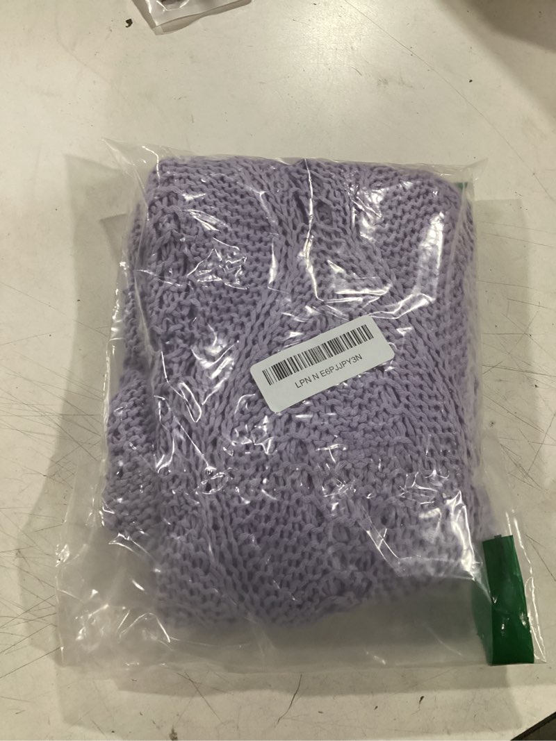 Condition photo showing Good Condition for evaless womens crochet hollow out knit tops half sleeve spring summer sweaters beach cover ups for women trendy 2026 large orchid petal