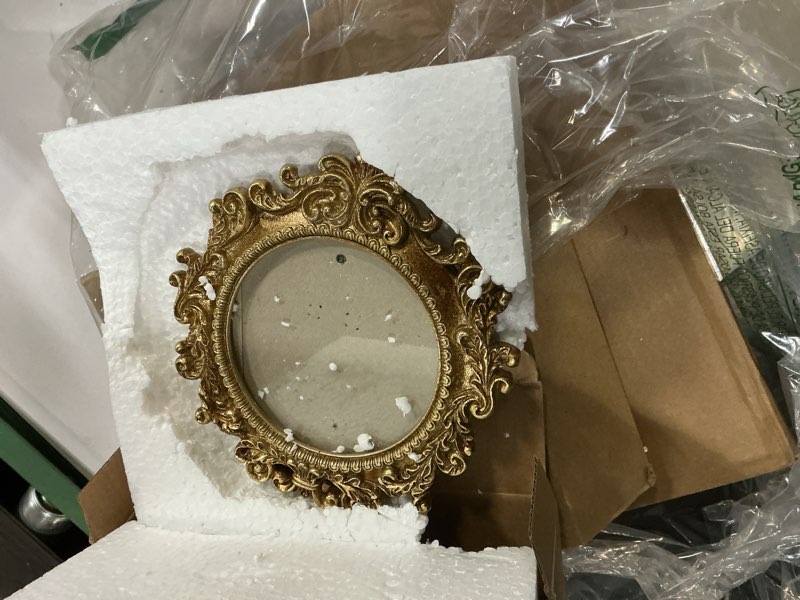 Condition photo showing Good Condition for Thyle 3 Pcs Gold Vintage Picture Antique Resin Photo Frame Set Rectangle Ornate Antique Picture Frames for Art Tabletop Display Wall Hanging Home Decor(Vintage Gold)
