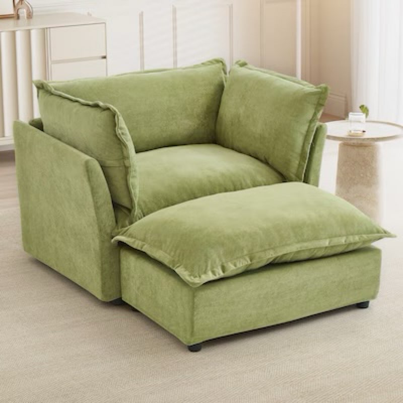 (Incomplete) ModernLuxe Modern Armchair Sofa 47inch Cozy Upholstered Sofa Chair with Movable