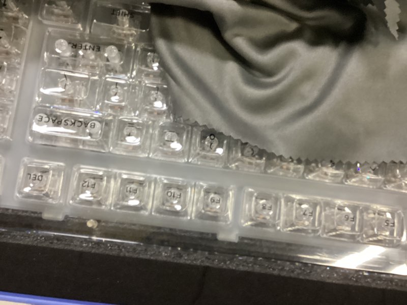 Condition photo showing As Is for KiiBoom Phantom 98 Hot Swappable Crystal Gasket-Mounted Mechanical Keyboard, Triple Mode NKRO Gaming Keyboard with South-Facing RGB, Clear Keycaps, 8000mAh Battery for Win/Mac