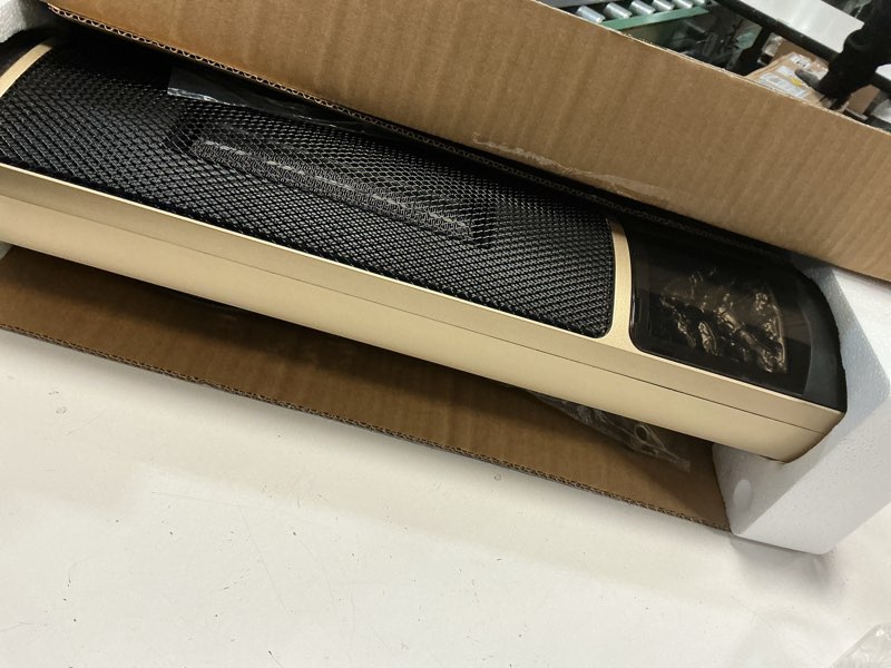 Condition photo showing Good Condition for Sweetcrispy Space Heater for Indoor Use, 23Inch Portable Heater with Remote and Thermostat,7 Light Modes, 70°Oscillation, 12H Timer, Up to 95°F, Tip-over Protection,Gold Gold 23.6"*9"*7.9"