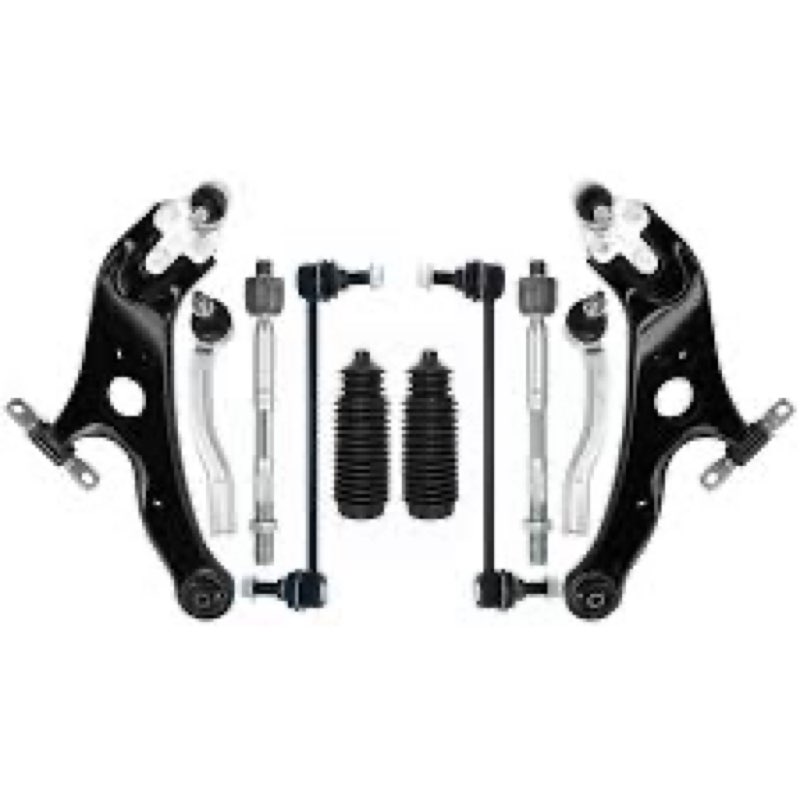 HALEQP 12 PCS Suspension Kit Front Lower Control Arm and Ball Joints Sway Bar Link Tie Rod Bellows C